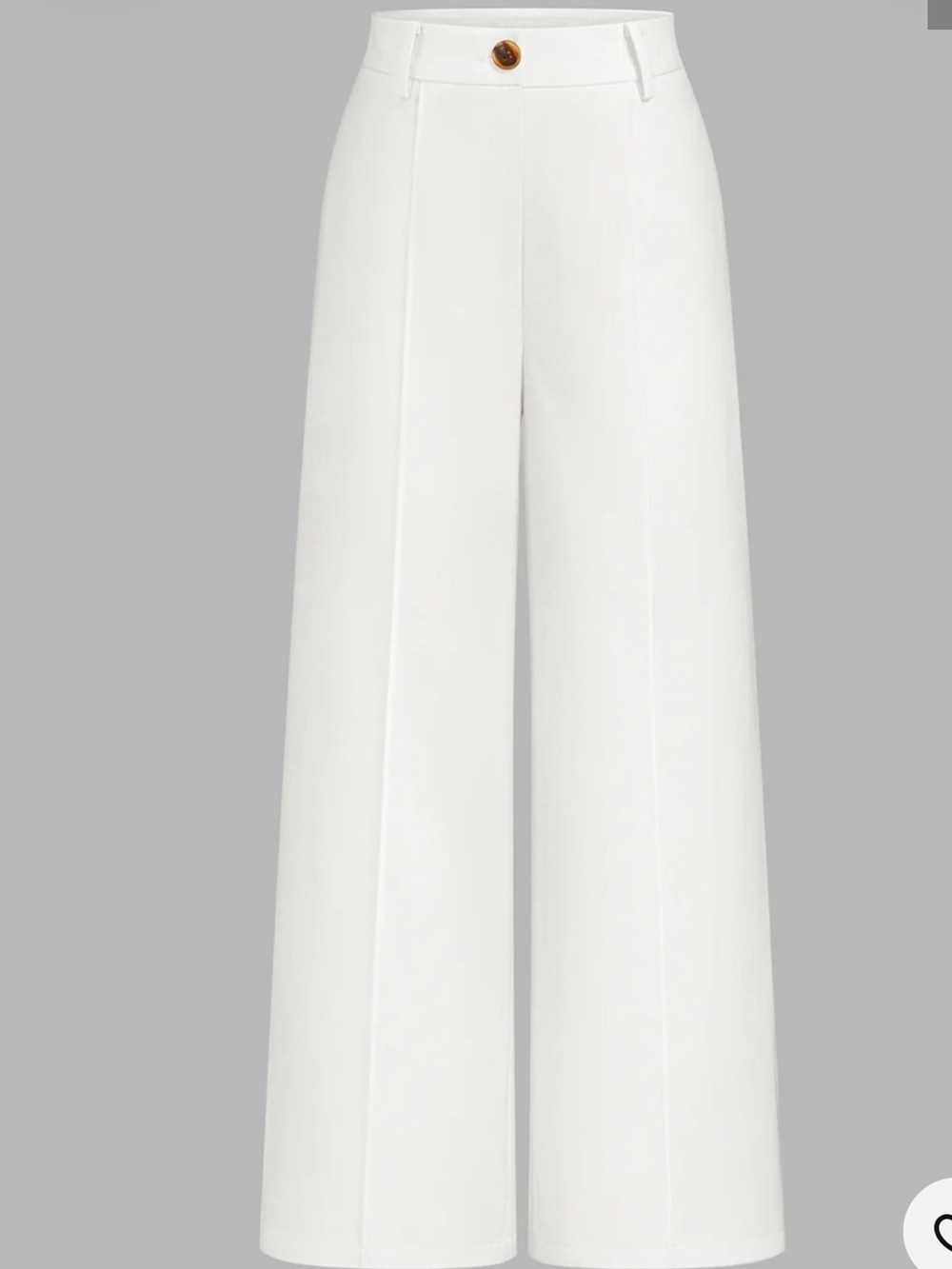 NWOT Commense Wide-Leg High-Waist Front Seam White Women's Trousers